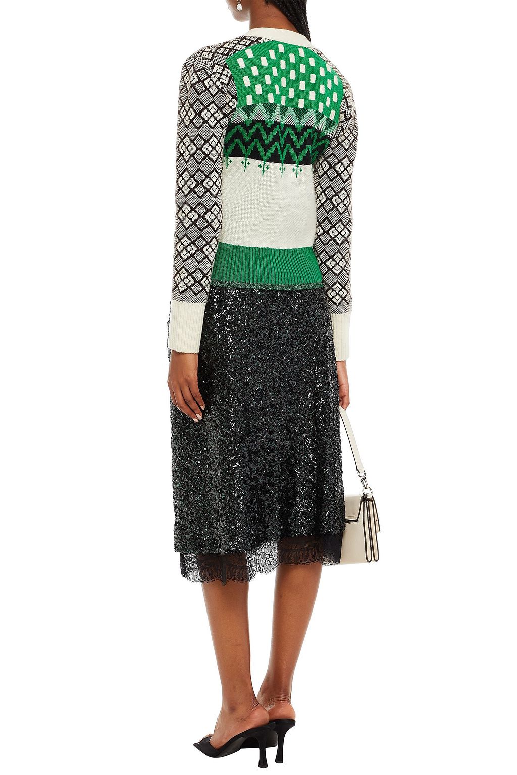 COACH Embellished jacquard-knit wool and cashmere-blend cardigan