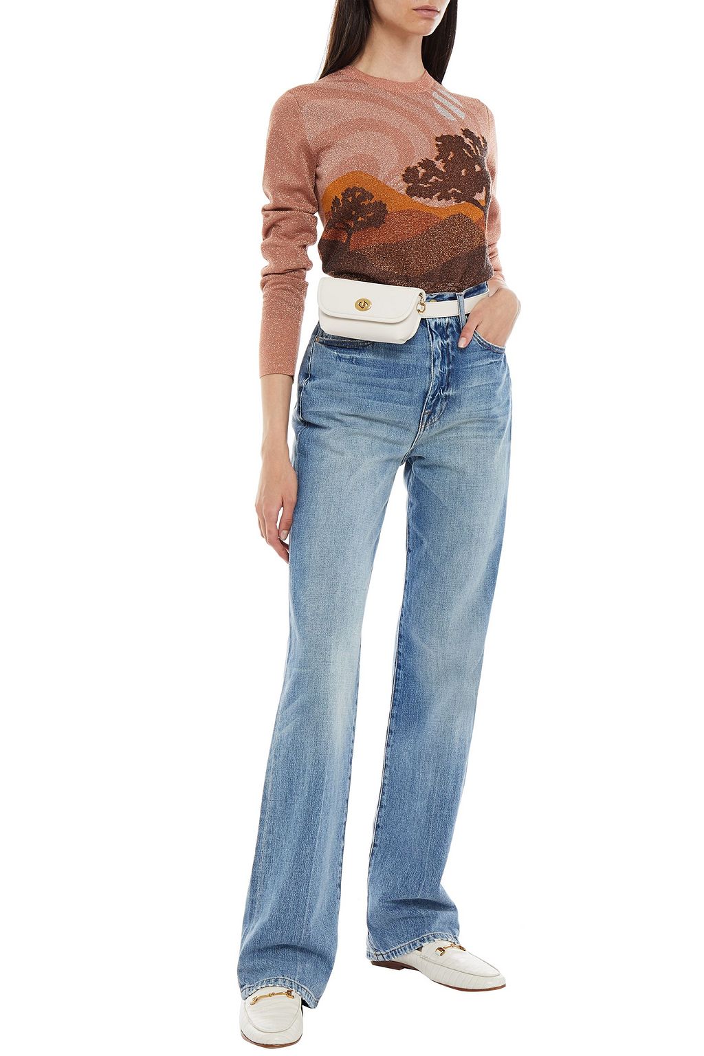 COACH Metallic jacquard-knit sweater