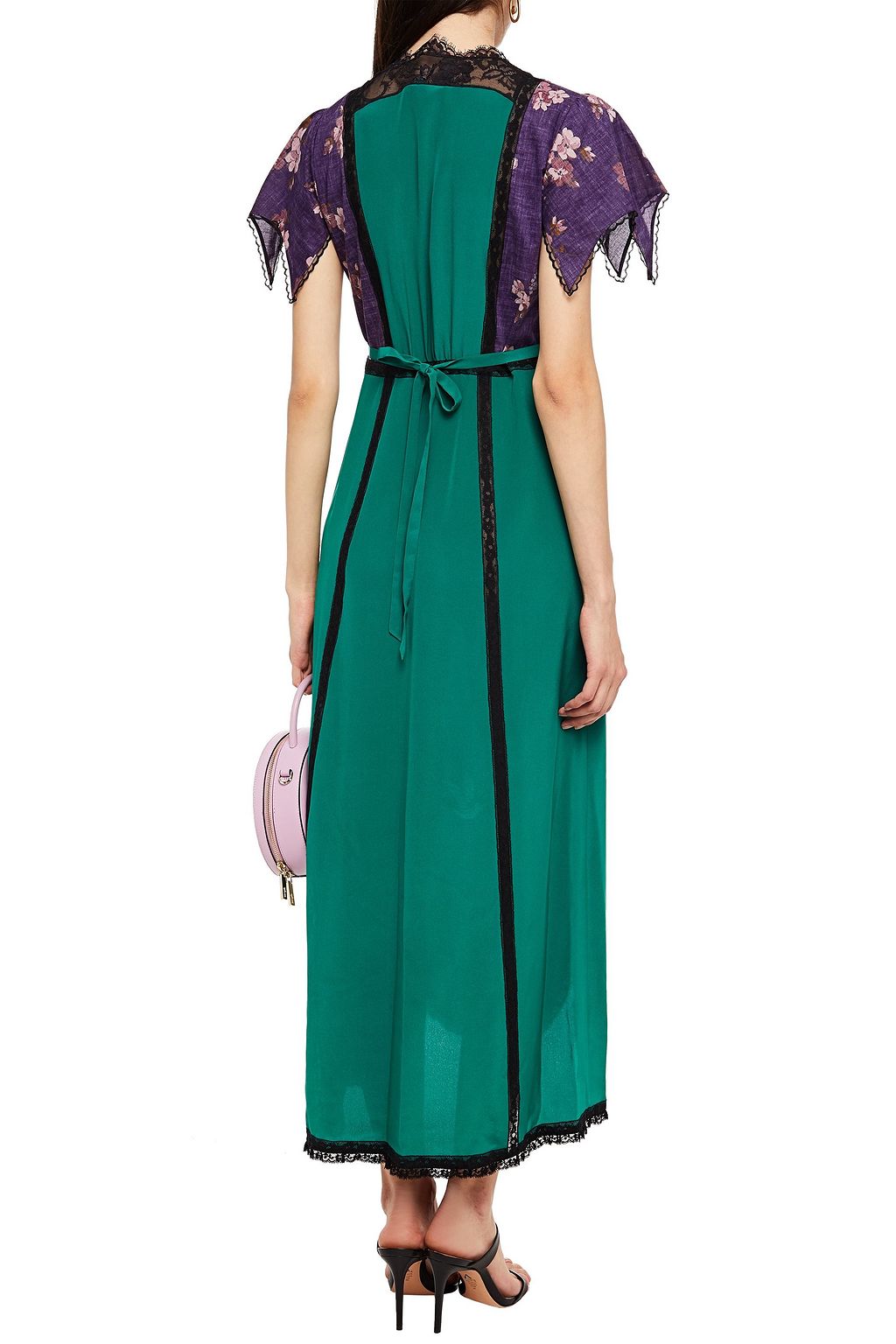 COACH Printed cotton voile-paneled silk crepe de chine midi dress