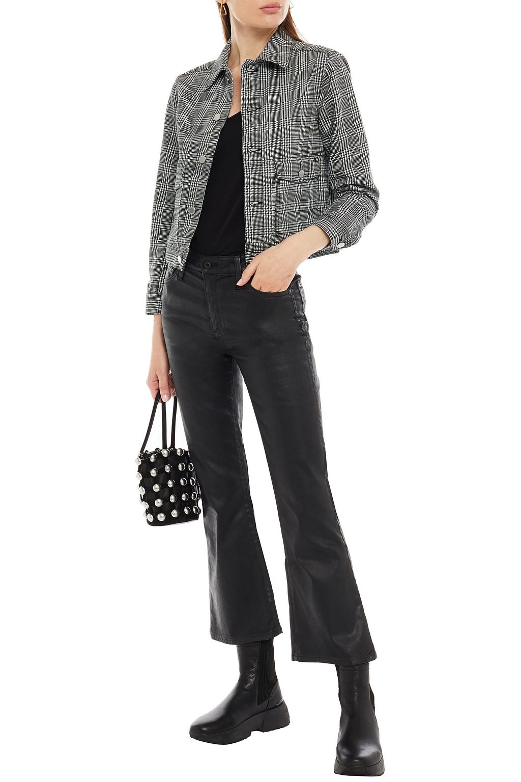 AG JEANS Prince of Wales checked denim jacket