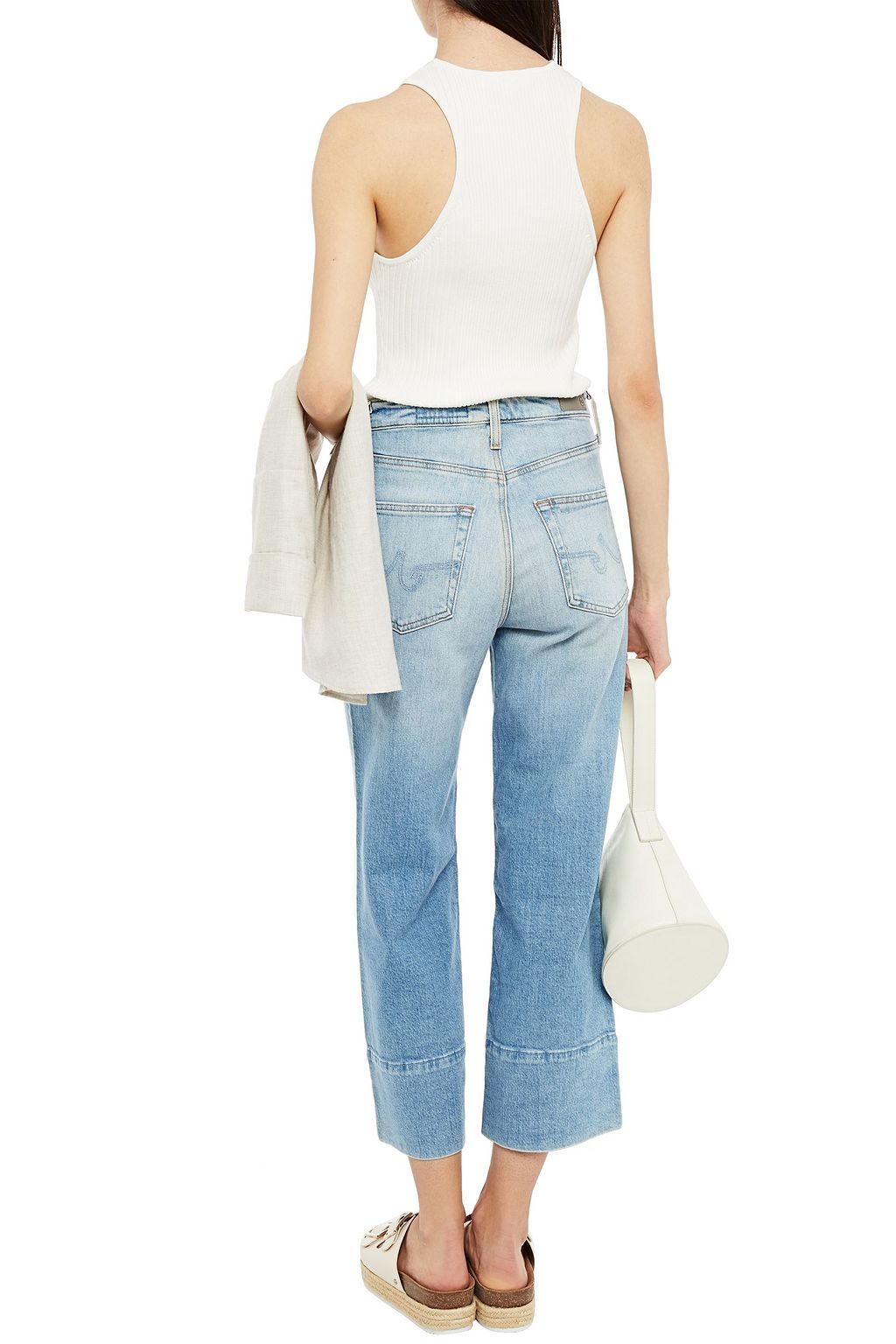 AG JEANS Cropped high-rise wide-leg jeans