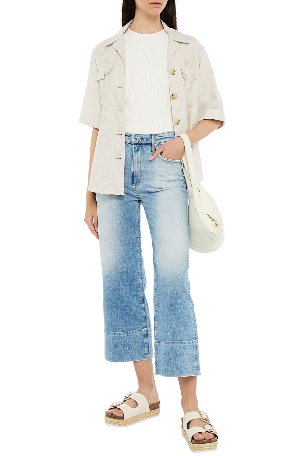 AG JEANS Cropped high-rise wide-leg jeans