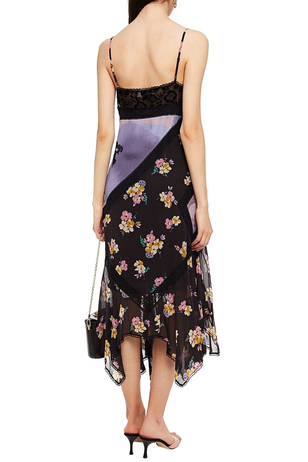COACH Flocked chiffon-paneled printed cupro midi dress