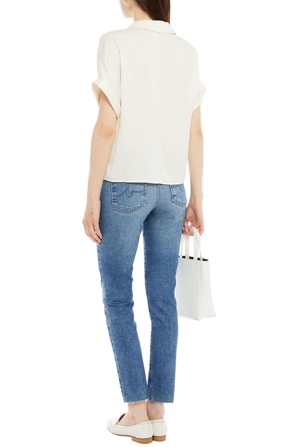 AG JEANS Prima Ankle cropped frayed mid-rise slim-leg jeans