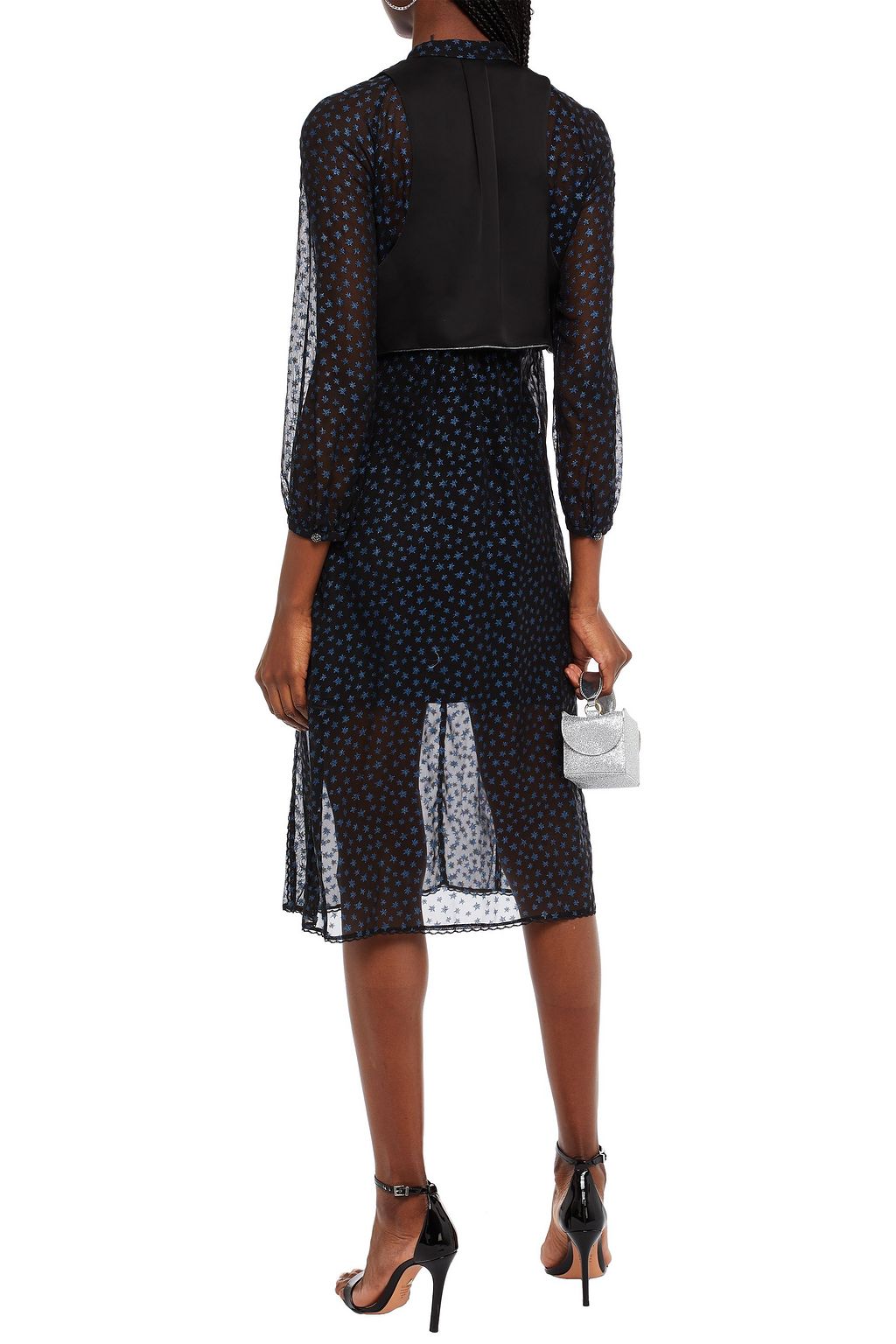 COACH Paneled glittered chiffon midi dress