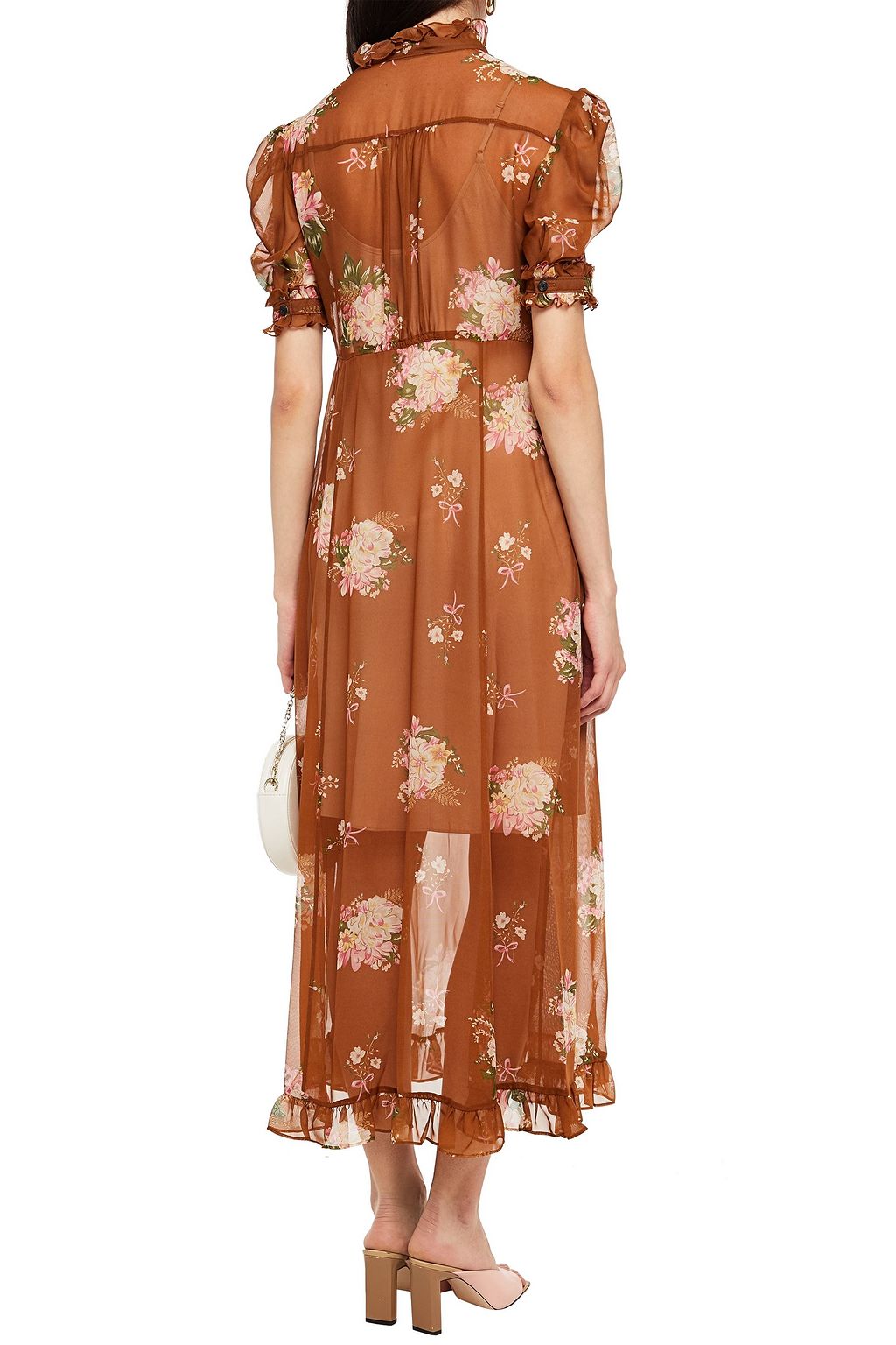 COACH Ruffled floral-print chiffon midi dress