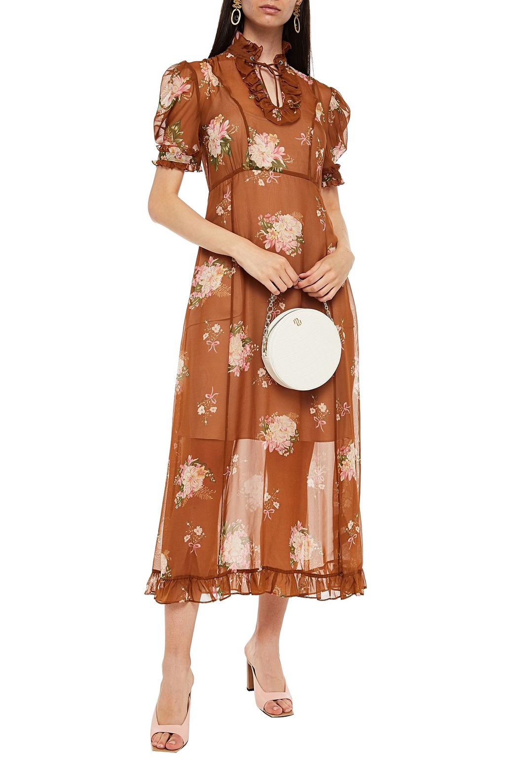 COACH Ruffled floral-print chiffon midi dress