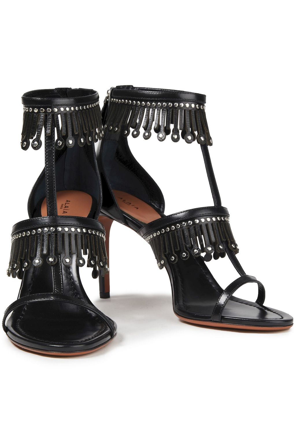 ALAÏA Sandalen aus lasergeschnittenem Leder mit Nieten