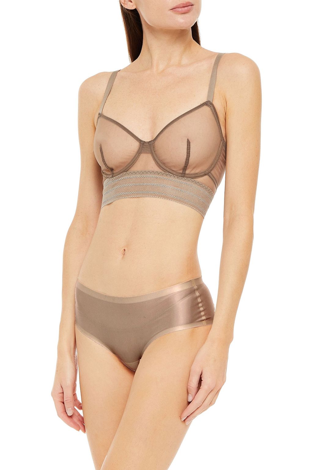 ELSE Stretch-mesh balconette bra