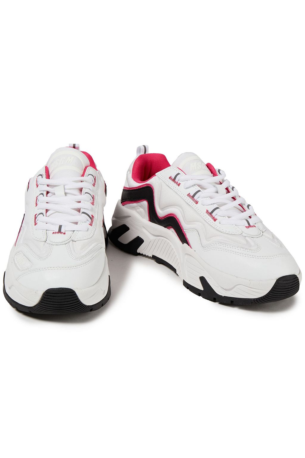 MSGM Color-block leather and neoprene sneakers