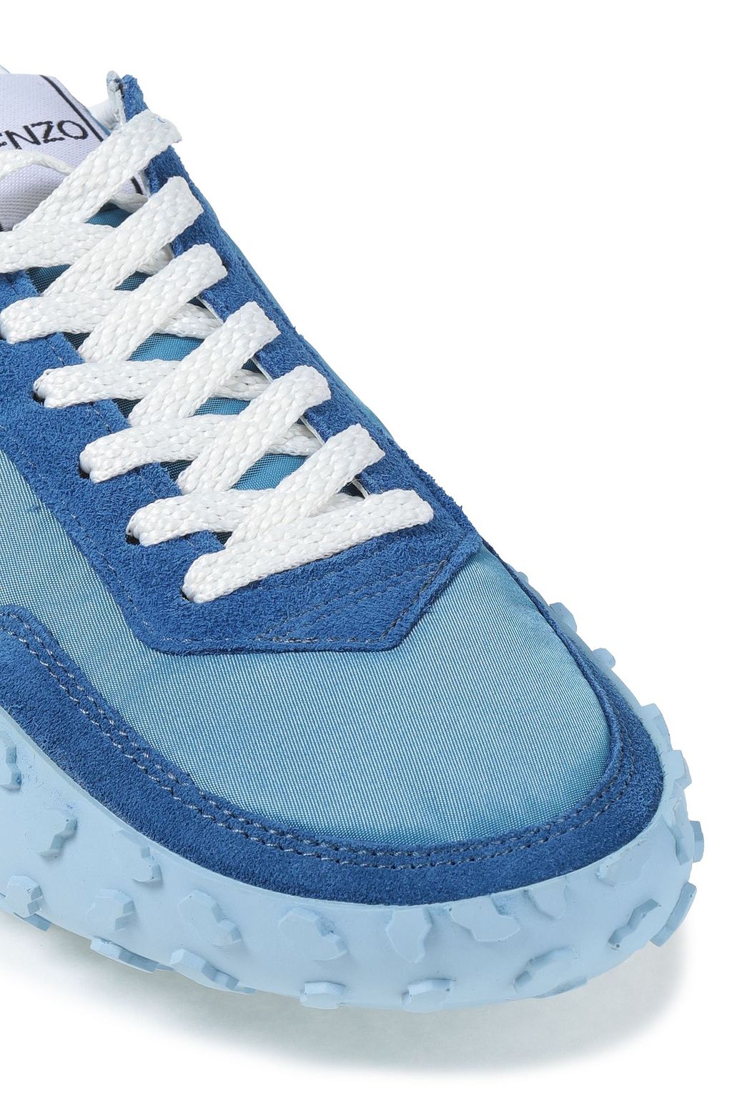 KENZO Leather-trimmed appliquéd suede and shell sneakers
