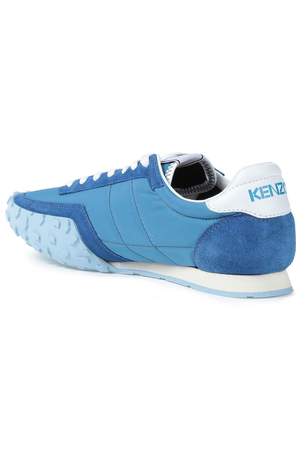 KENZO Leather-trimmed appliquéd suede and shell sneakers