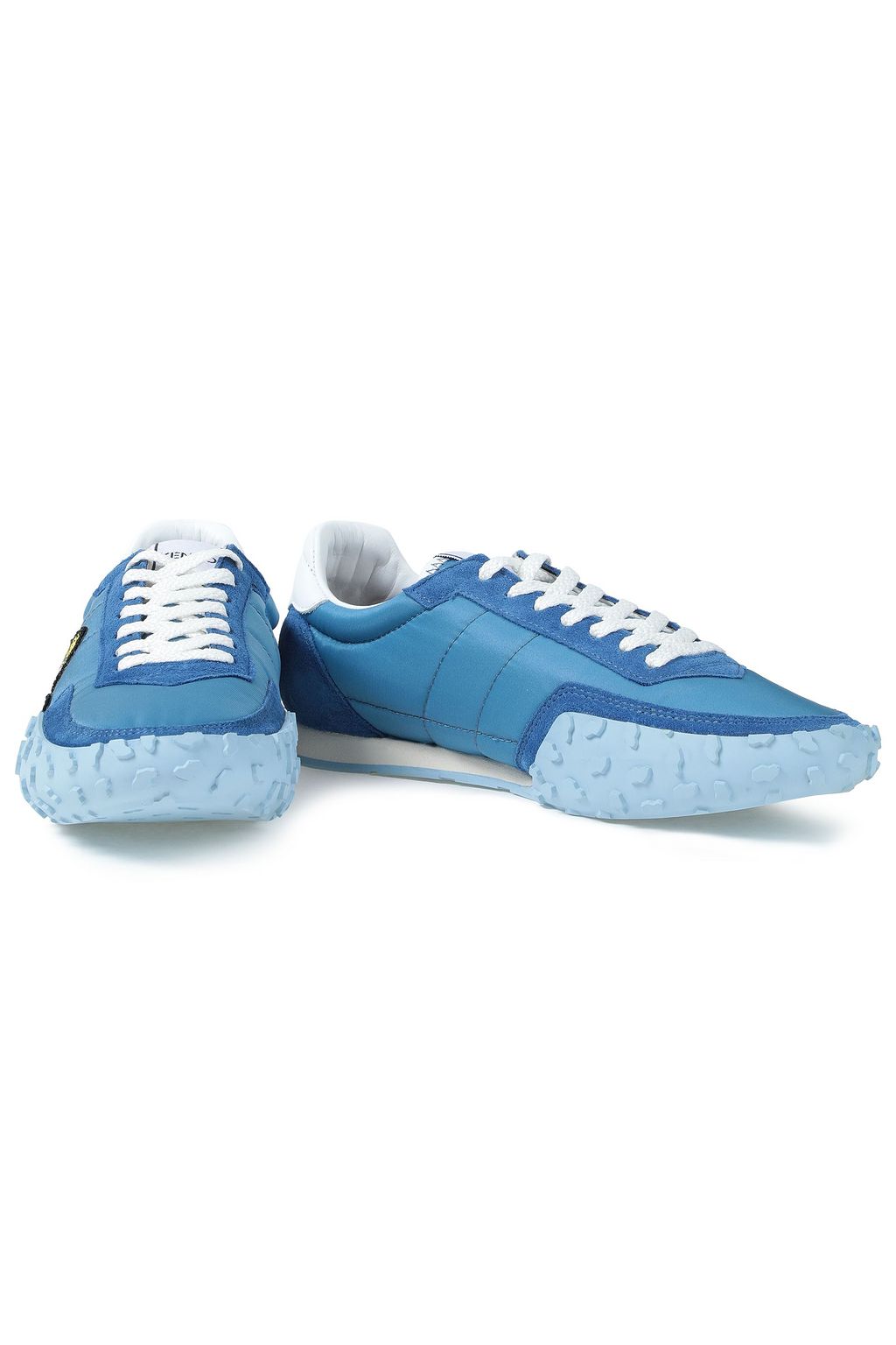 KENZO Leather-trimmed appliquéd suede and shell sneakers