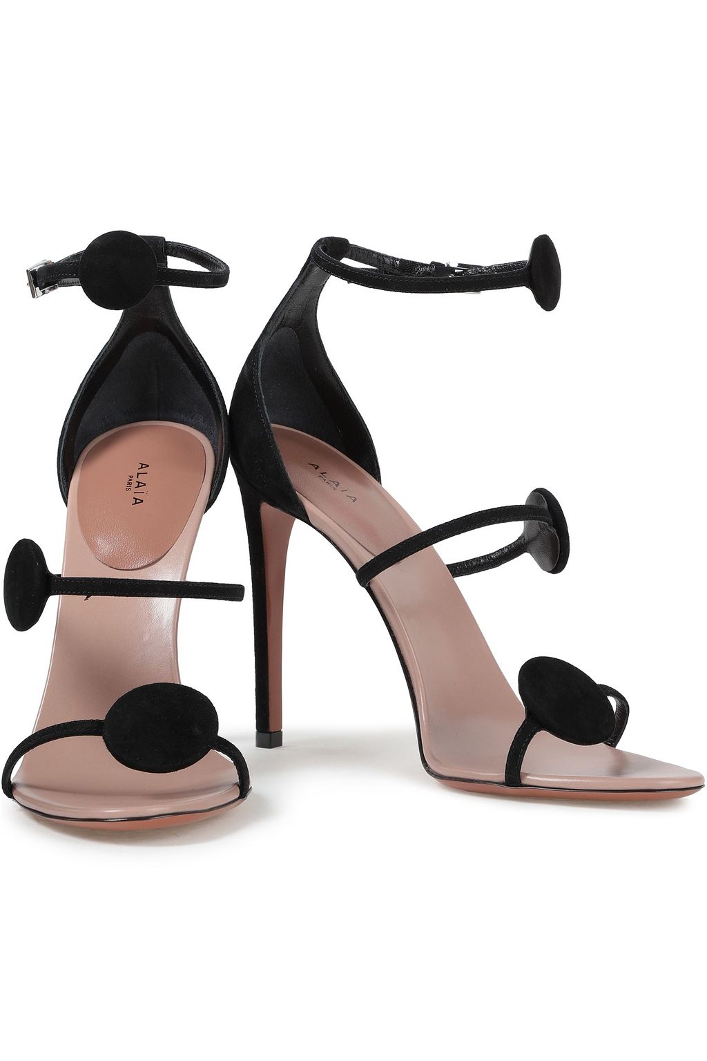 ALAÏA Zweifarbige Sandalen aus Veloursleder