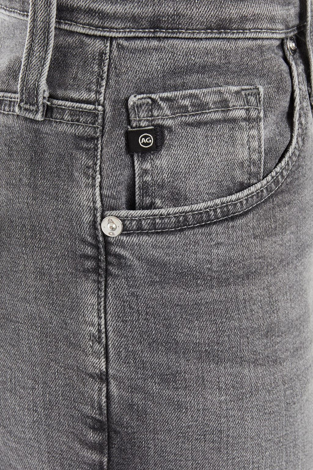 AG JEANS Etta cropped frayed high-rise wide-leg jeans