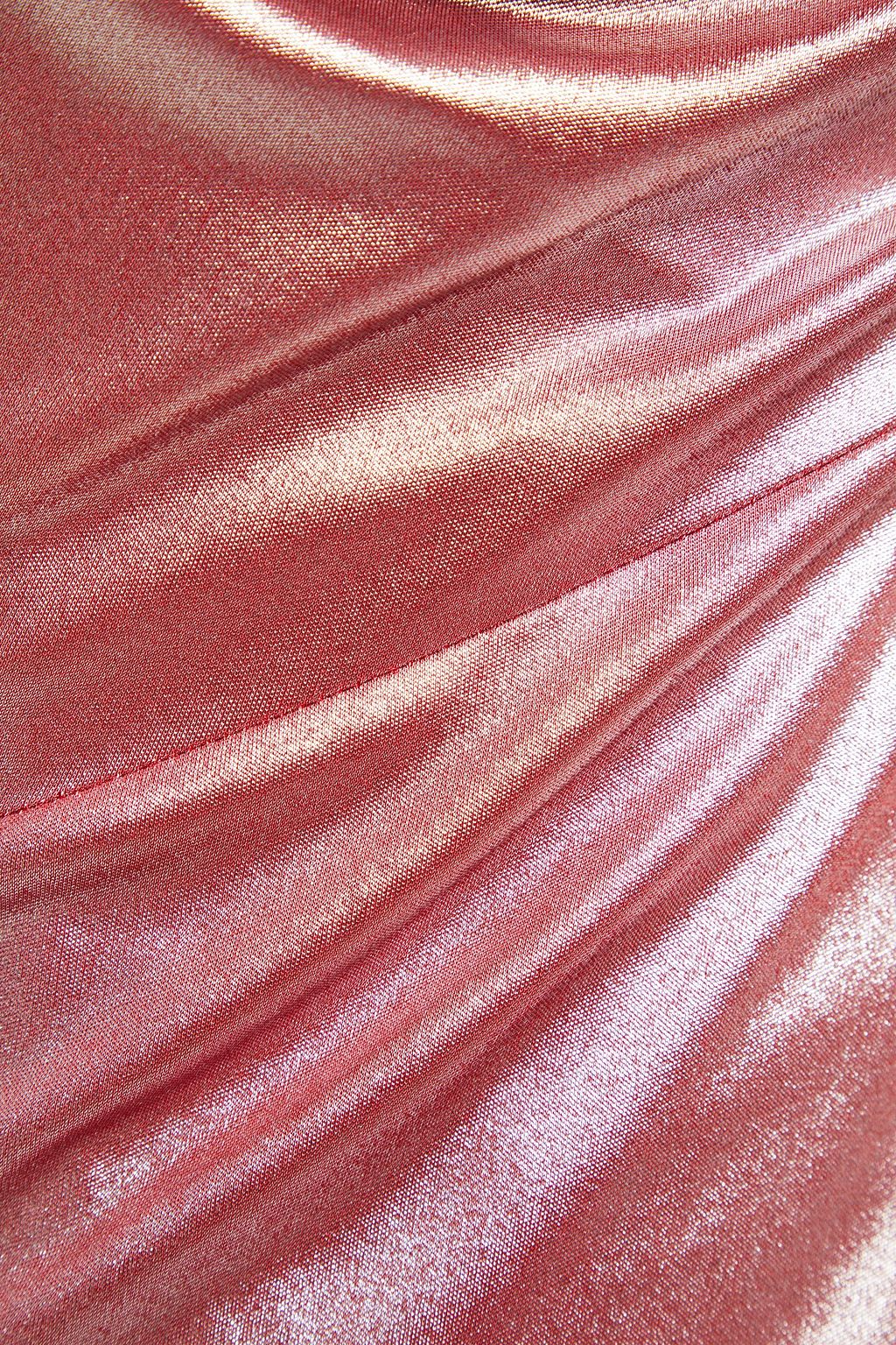 GALVAN  LONDON Wrap-effect draped metallic ponte midi dress