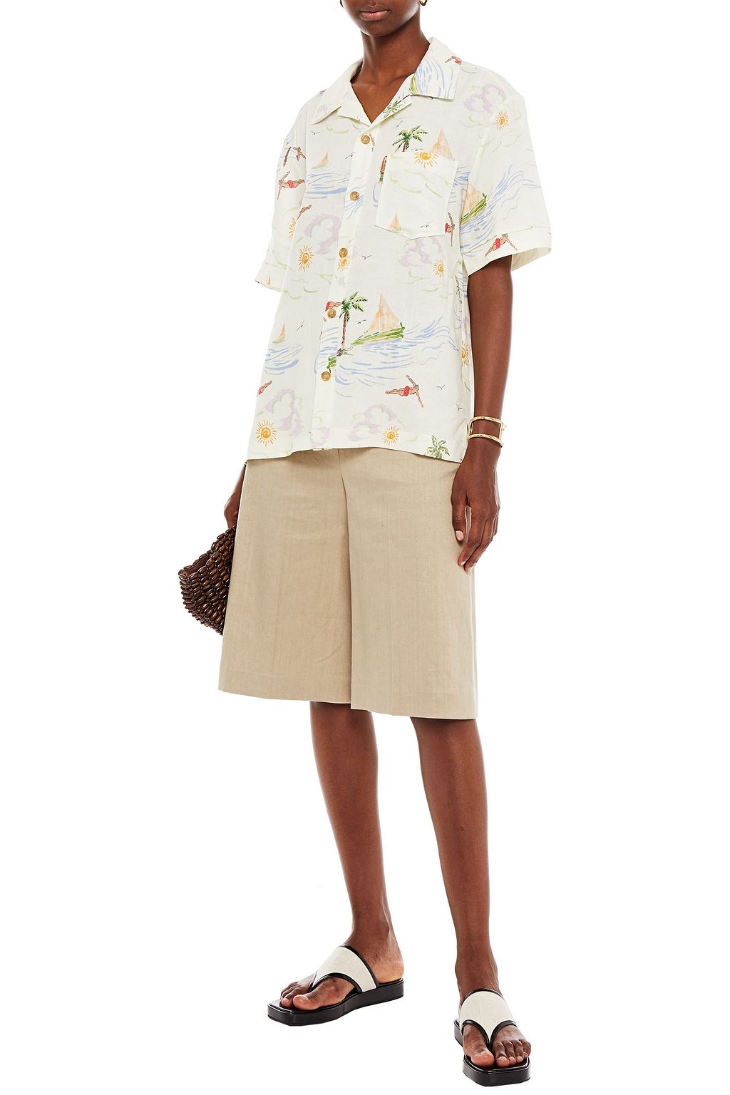 REJINA PYO Leo printed linen shirt