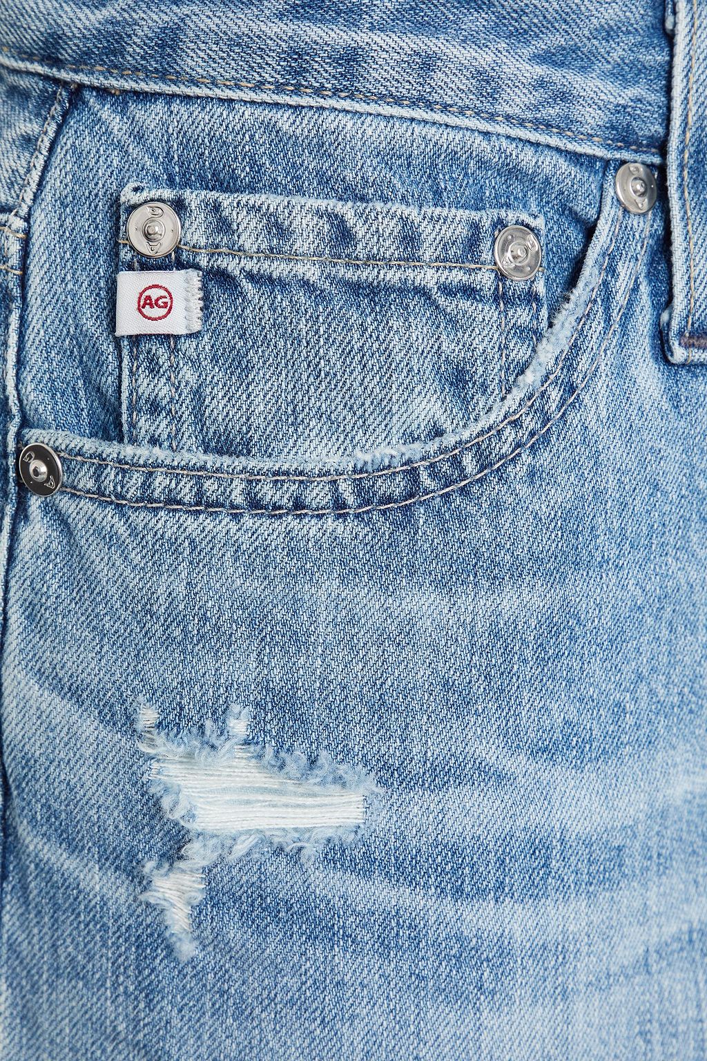 AG JEANS Distressed high-rise skinny jeans