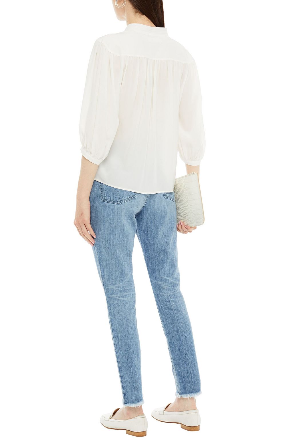 AG JEANS Distressed high-rise skinny jeans