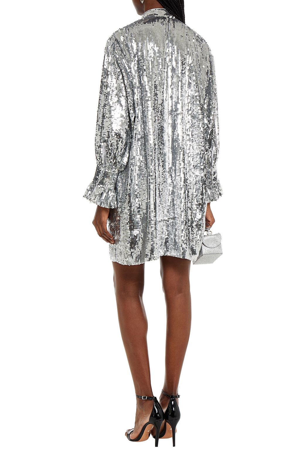 MSGM Ruffled sequined georgette mini dress