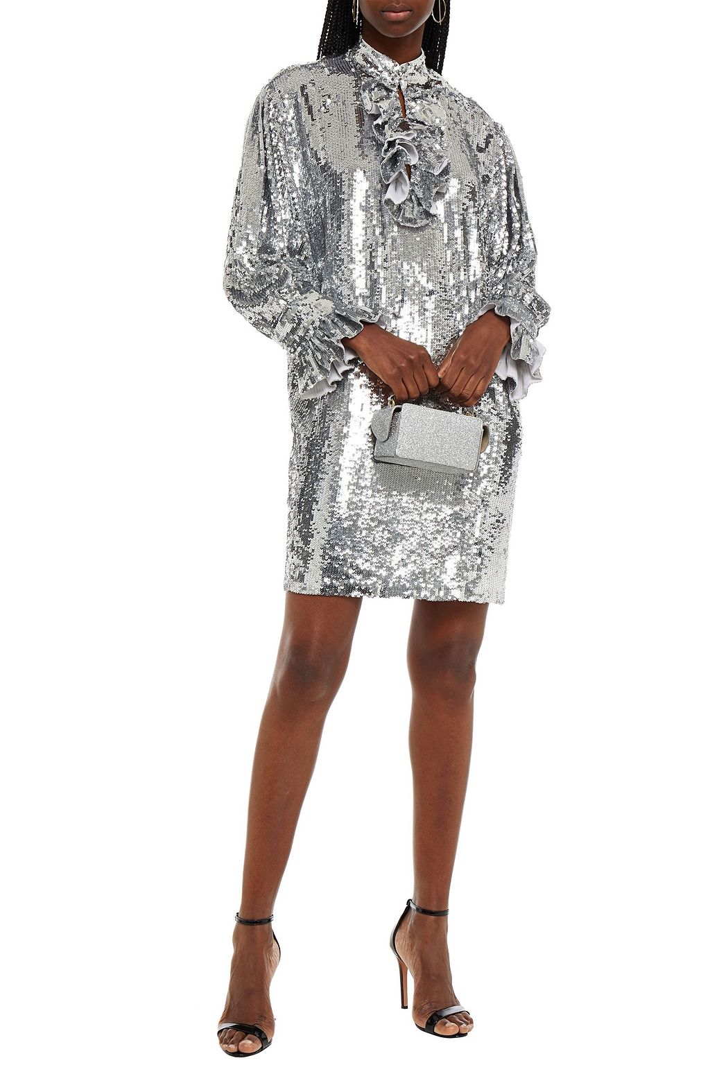 MSGM Ruffled sequined georgette mini dress