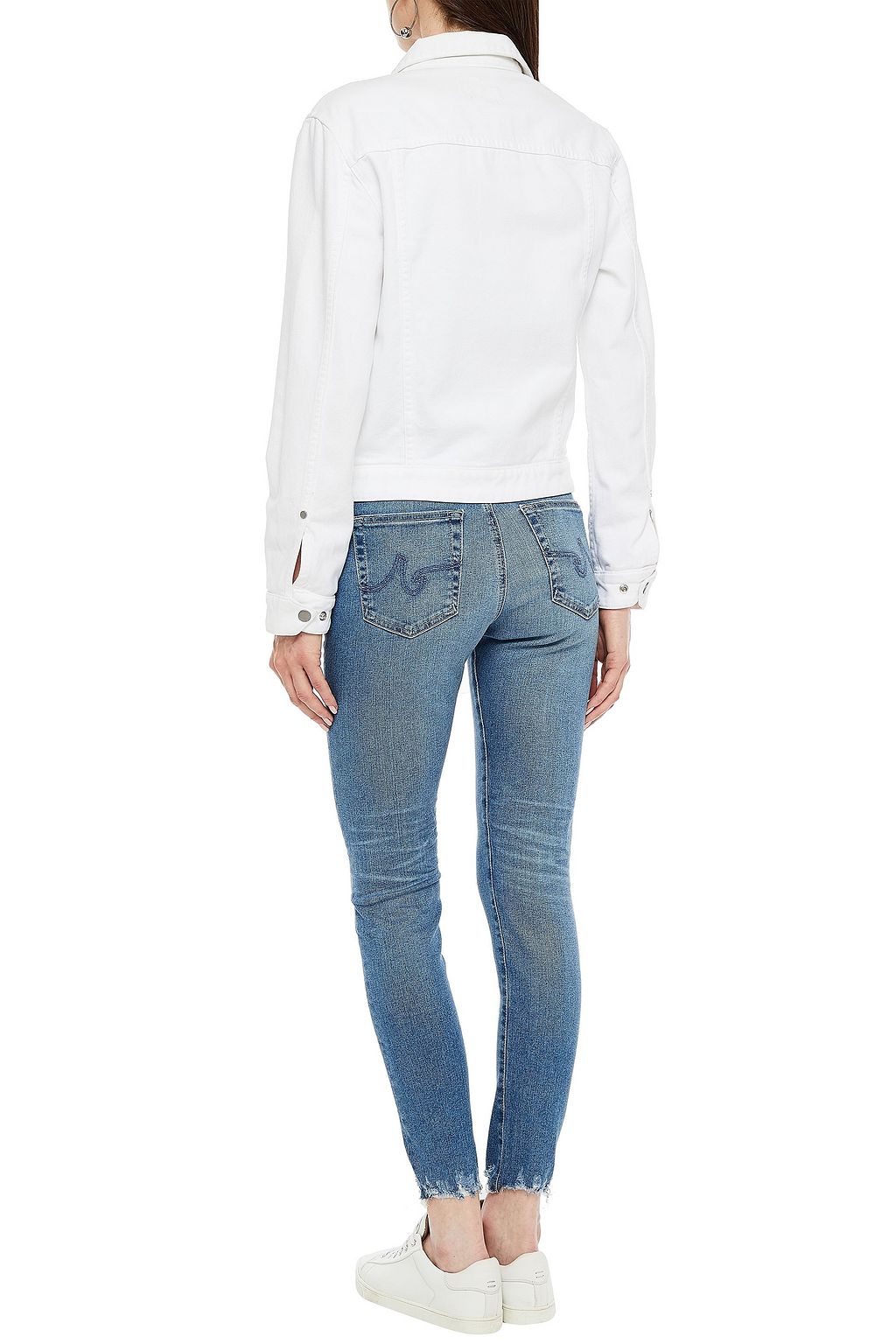 AG JEANS Distressed mid-rise skinny jeans