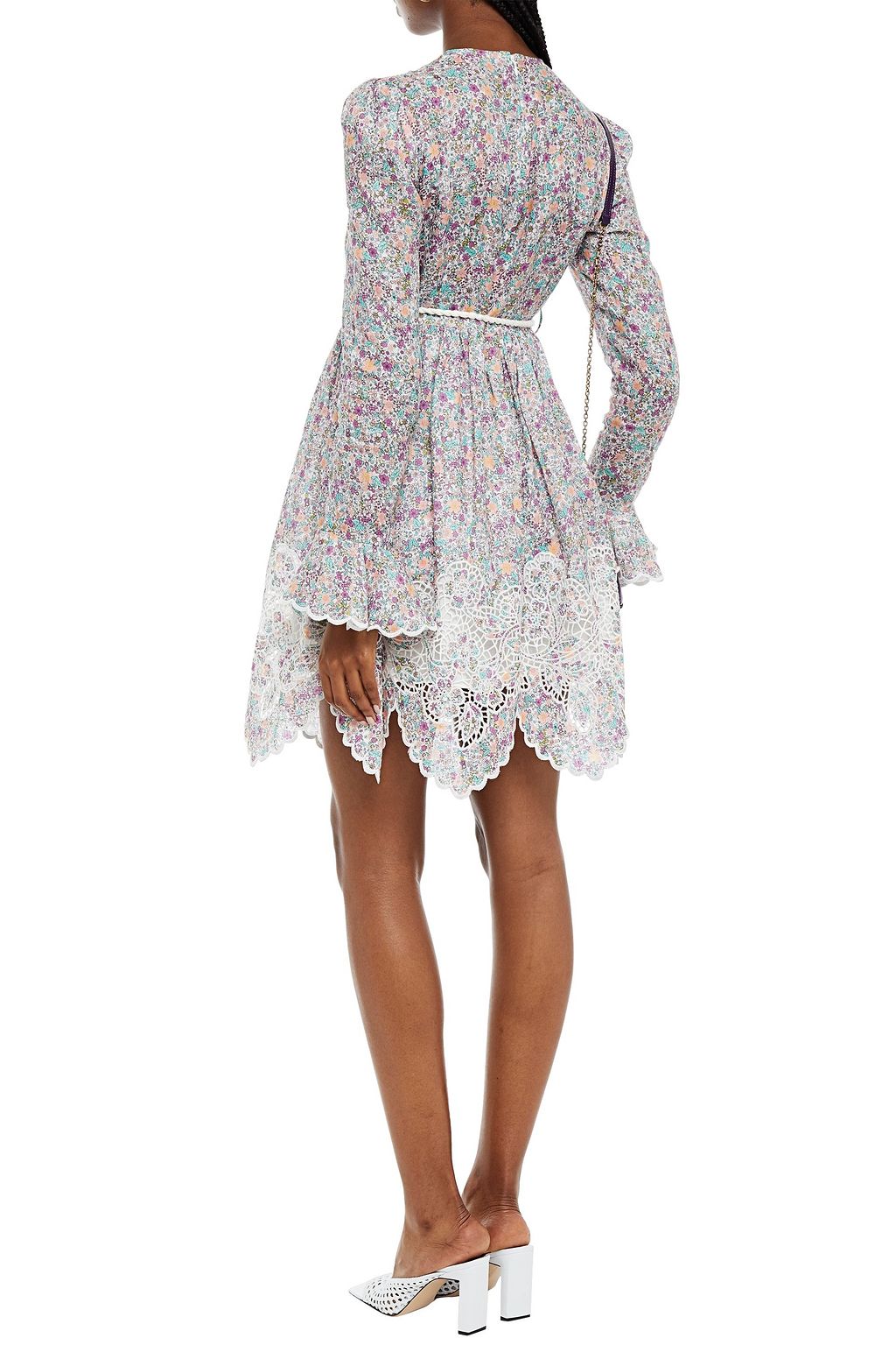 ZIMMERMANN Floral-print broderie anglaise linen mini dress