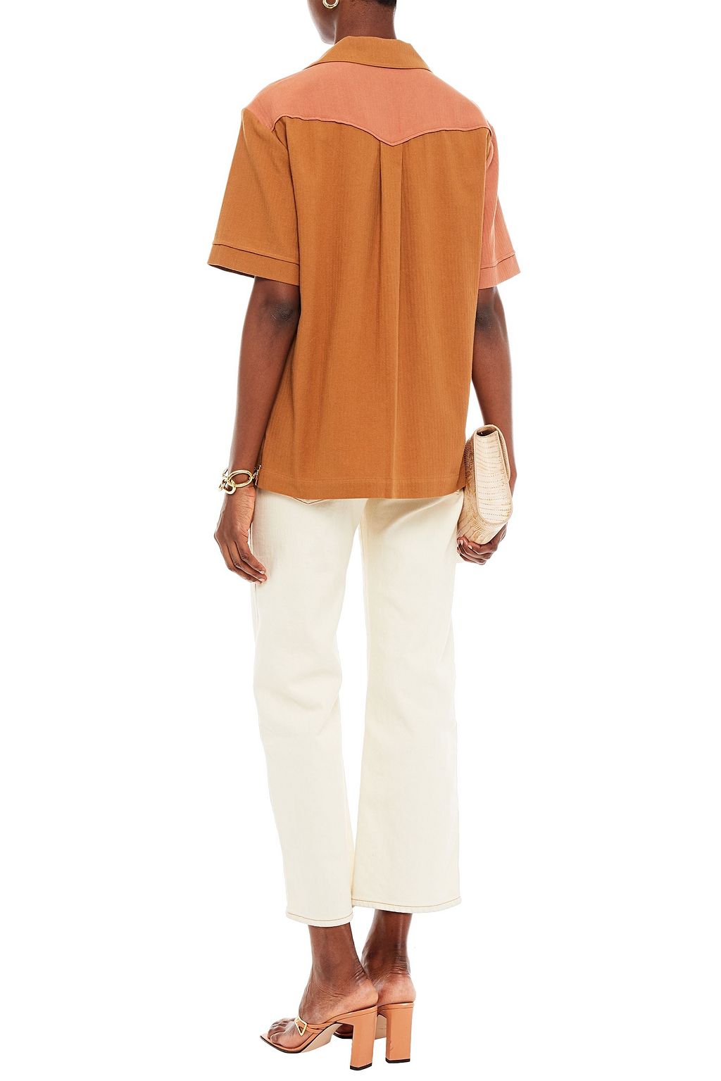 REJINA PYO Leo two-tone cotton-jacquard shirt