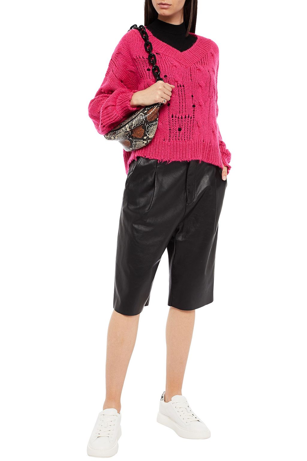 MSGM Distressed cable-knit sweater