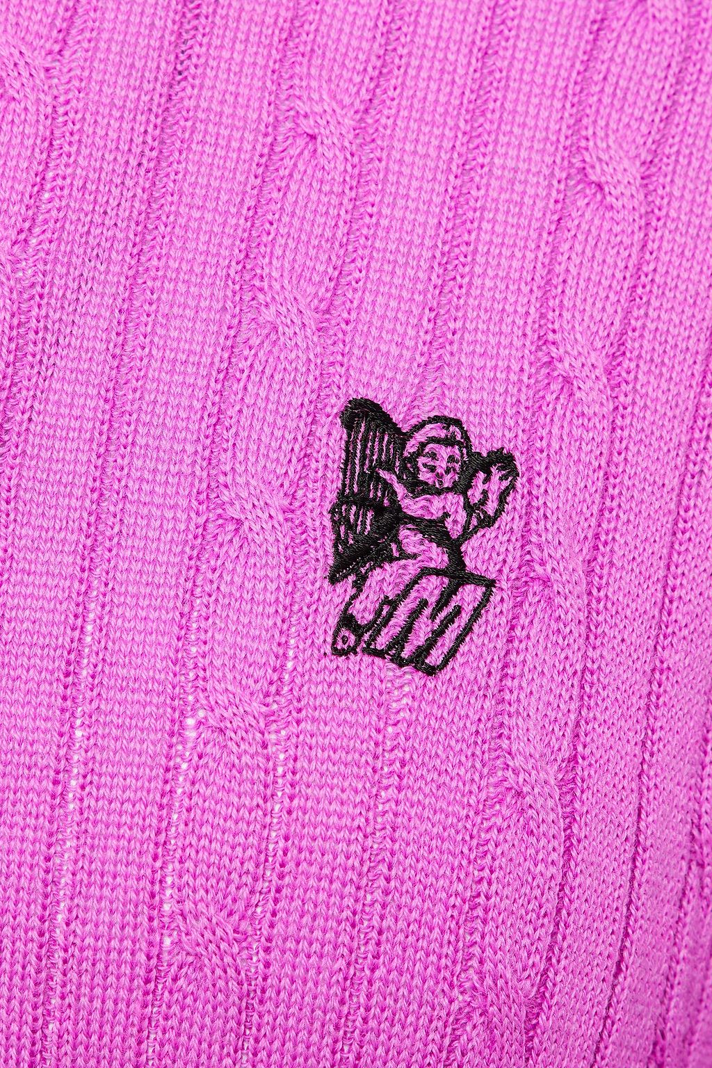 MSGM Logo-embroidered cable-knit wool-blend sweater