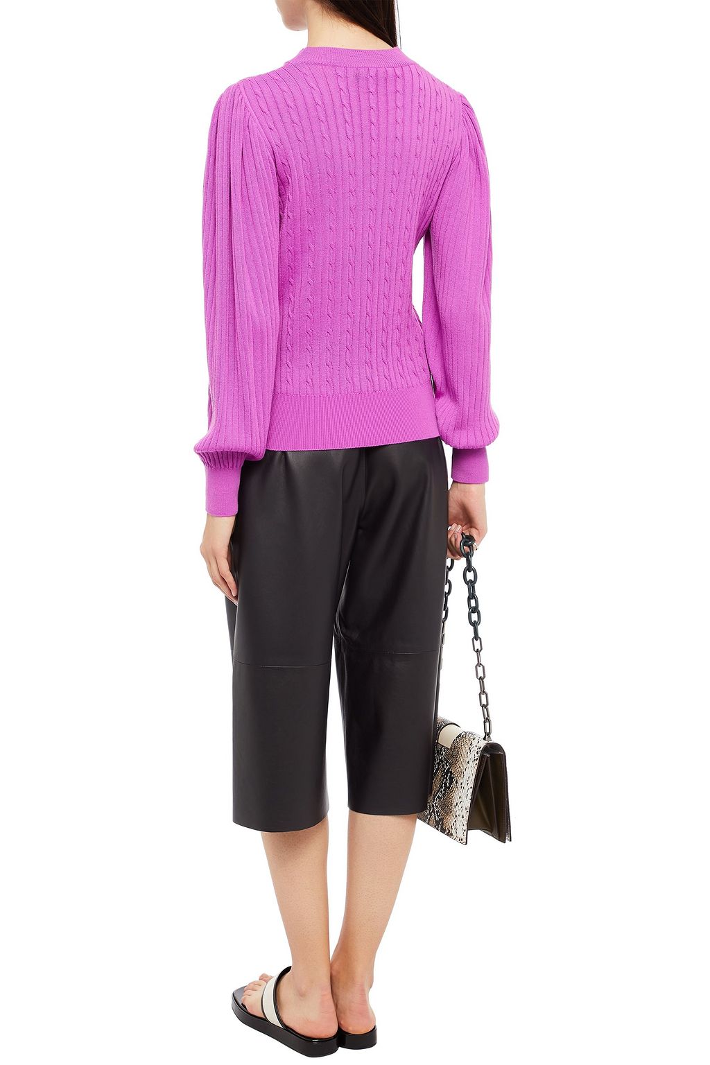 MSGM Logo-embroidered cable-knit wool-blend sweater