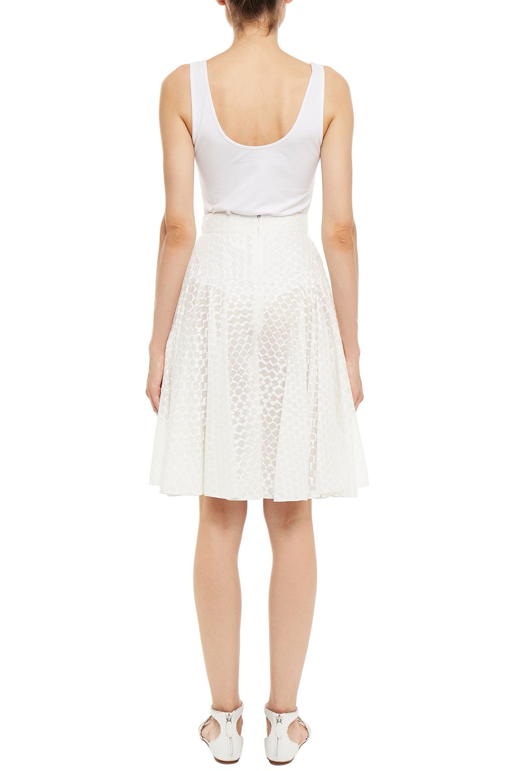 ALAÏA Gathered printed cotton-voile midi skirt