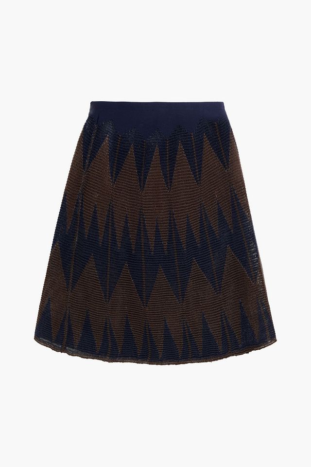 Two-tone faux raffia mini skirt