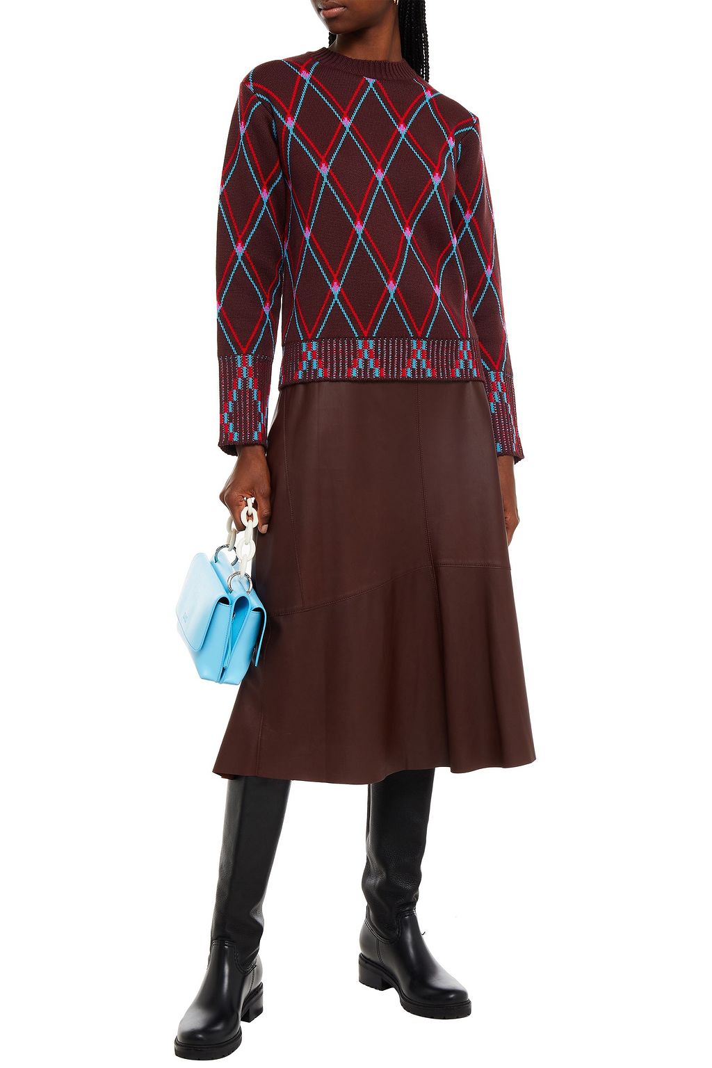 MSGM Jacquard-knit wool-blend sweater