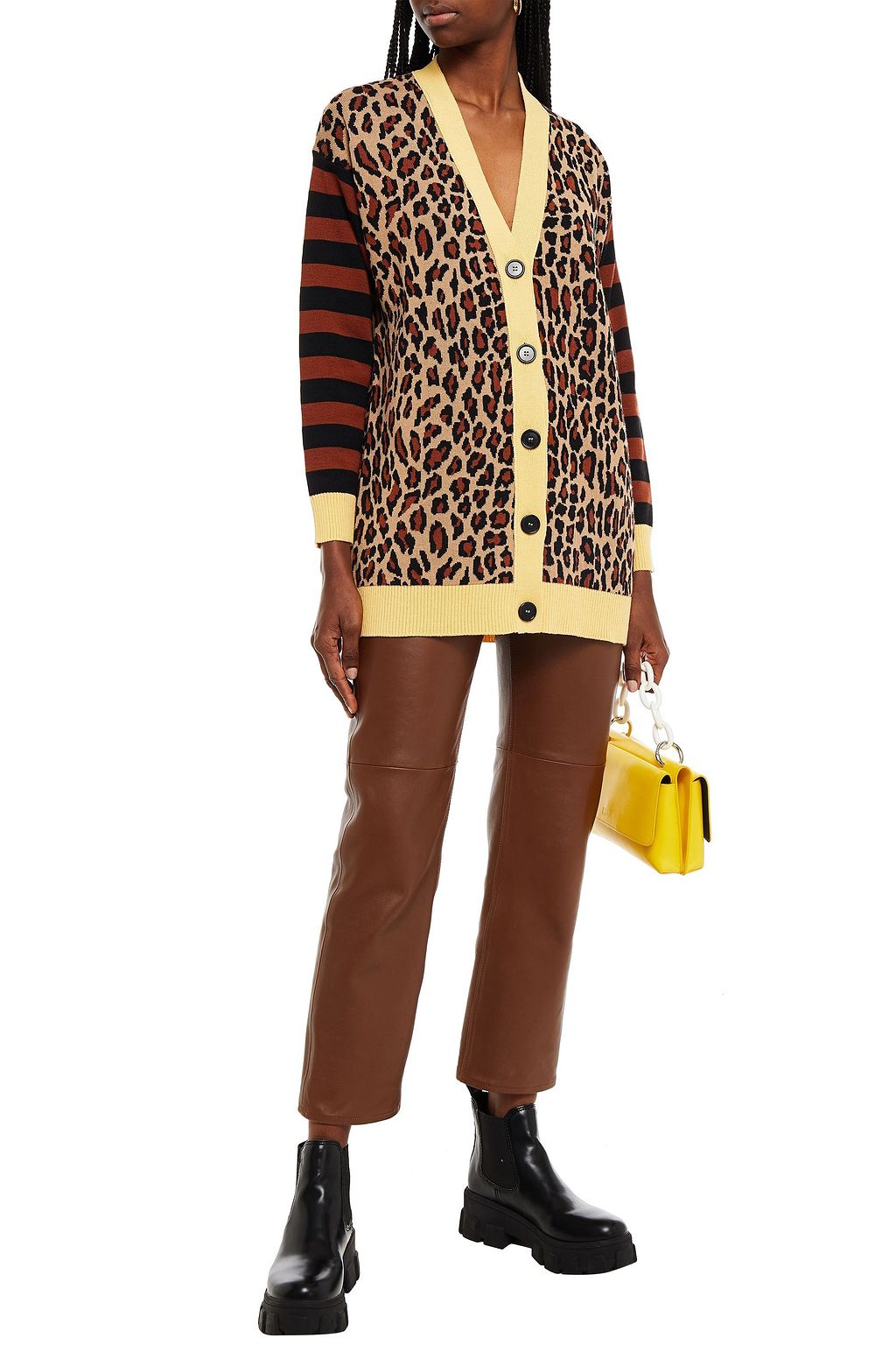 MSGM Jacquard-knit wool-blend cardigan