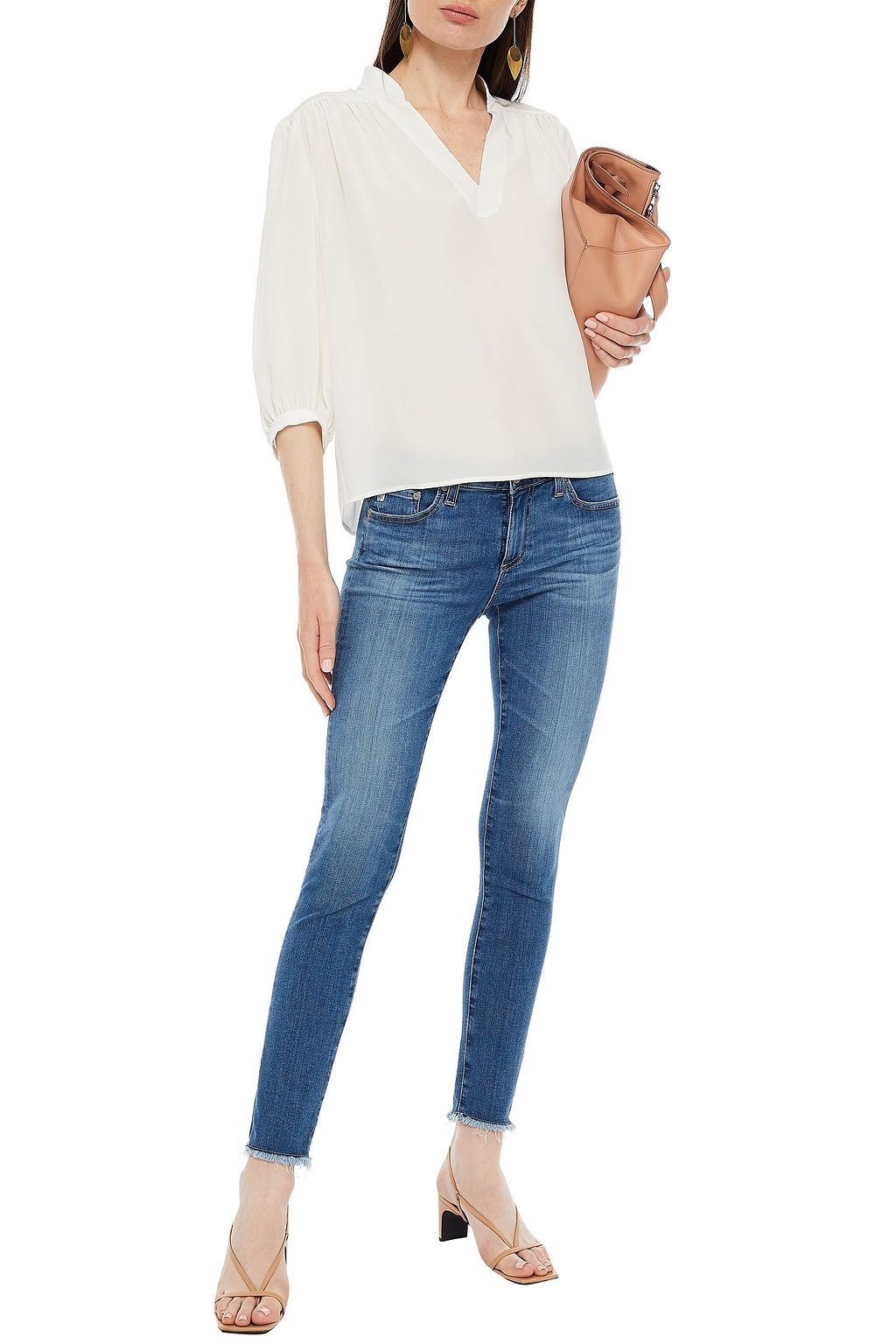 AG JEANS Legging Ankle frayed low-rise skinny jeans