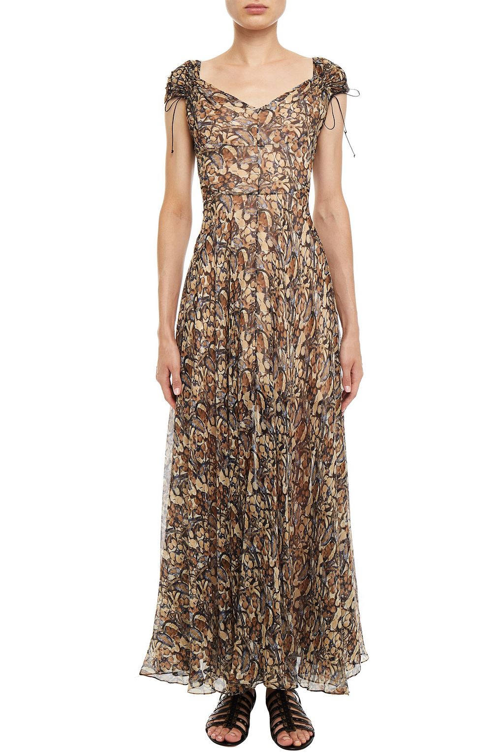 ALAÏA Ruched printed maxi dress THE