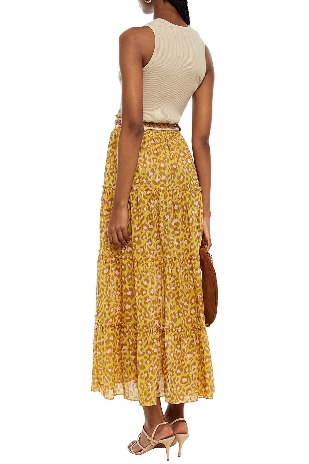 ZIMMERMANN Carnaby tiered belted leopard-print cotton-voile maxi skirt