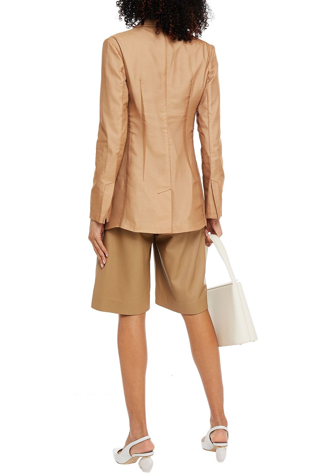 REJINA PYO Sophie chiffon-paneled cotton and linen-blend blazer
