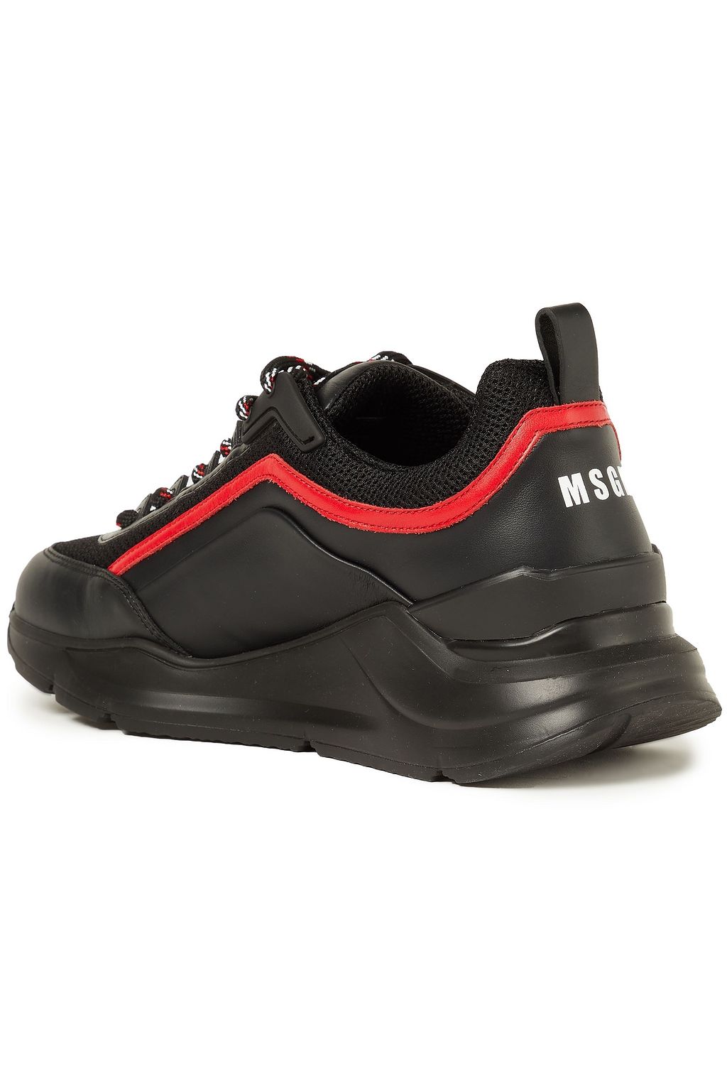 MSGM Leather-trimmed printed mesh sneakers