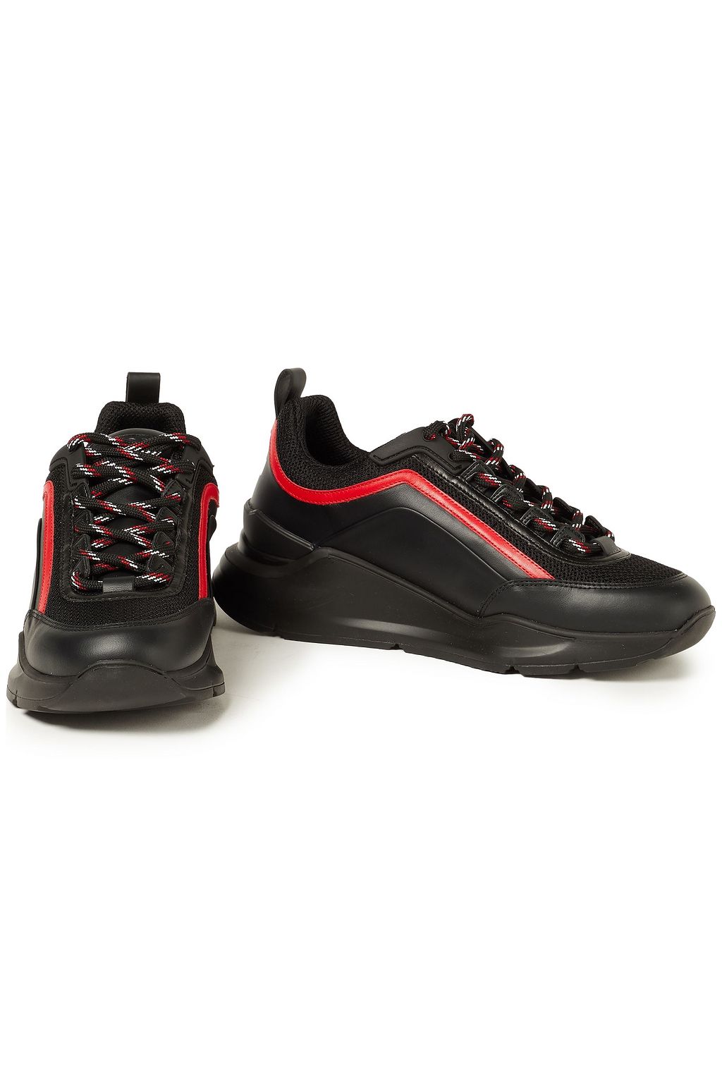 MSGM Leather-trimmed printed mesh sneakers