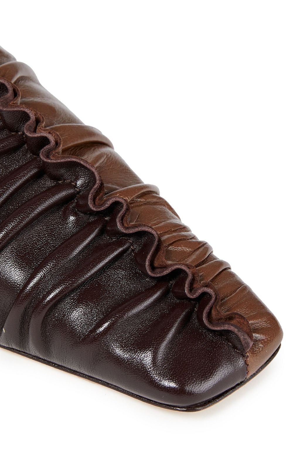 REJINA PYO Gathered two-tone leather slippers