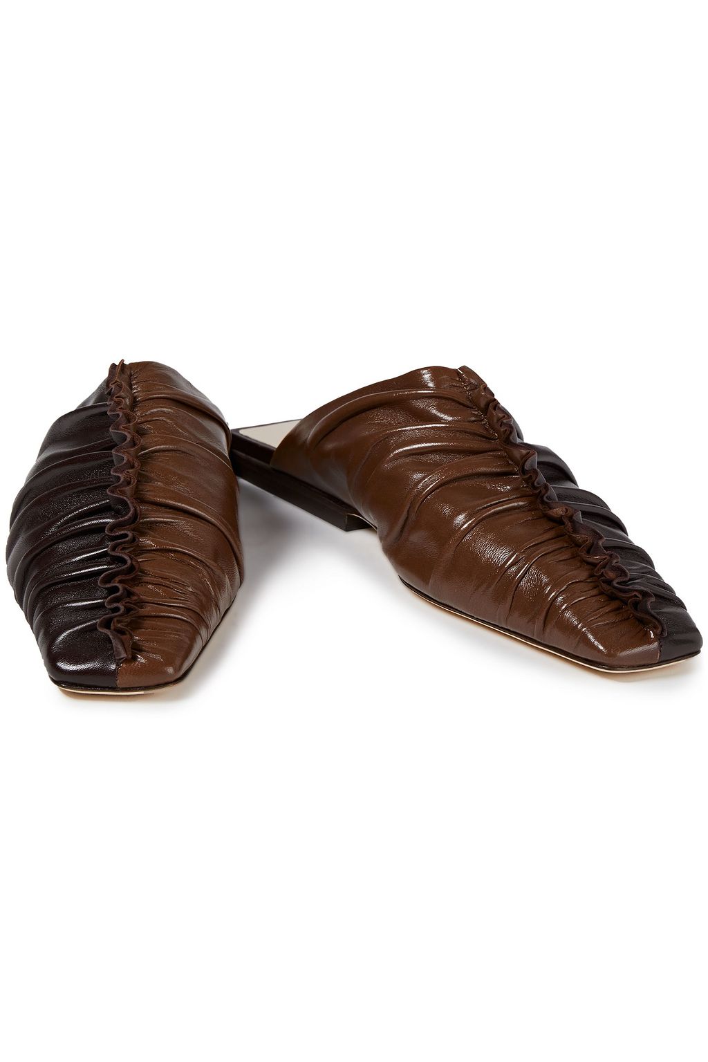 REJINA PYO Gathered two-tone leather slippers