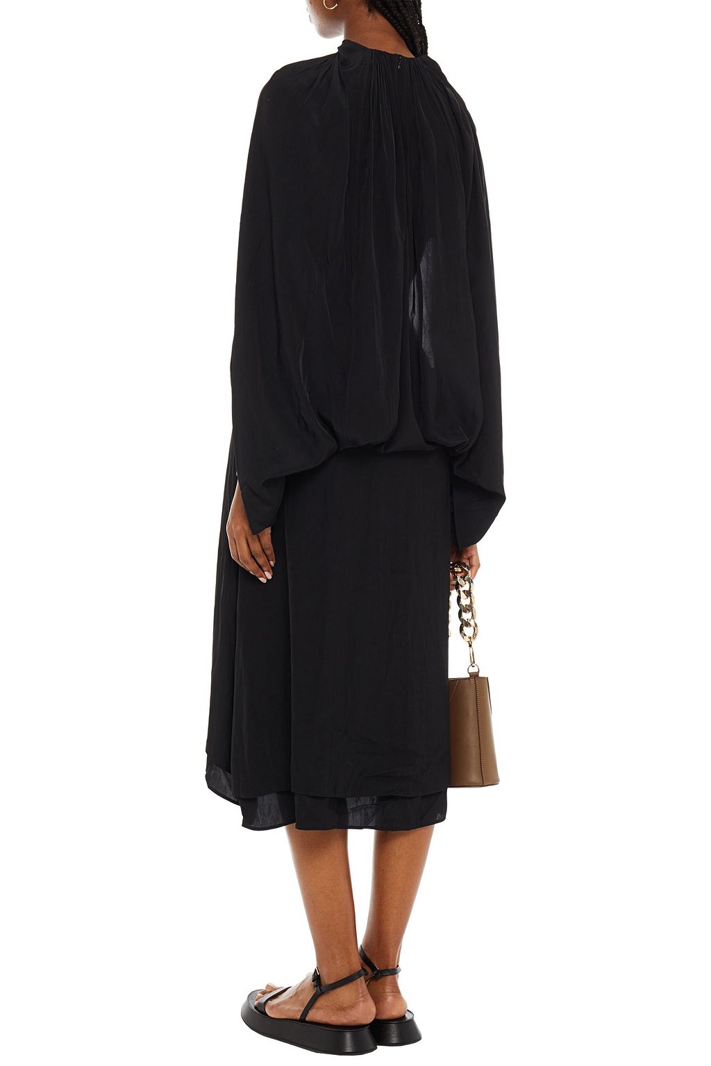 JW ANDERSON Chain-trimmed gathered washed-satin dress