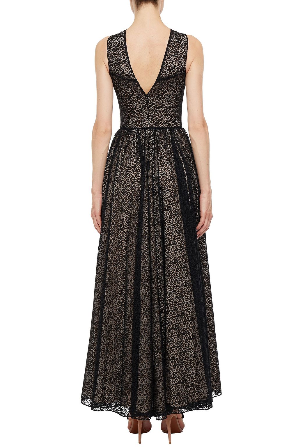 ALAÏA ギャザー入り マクラメレース マキシワンピース