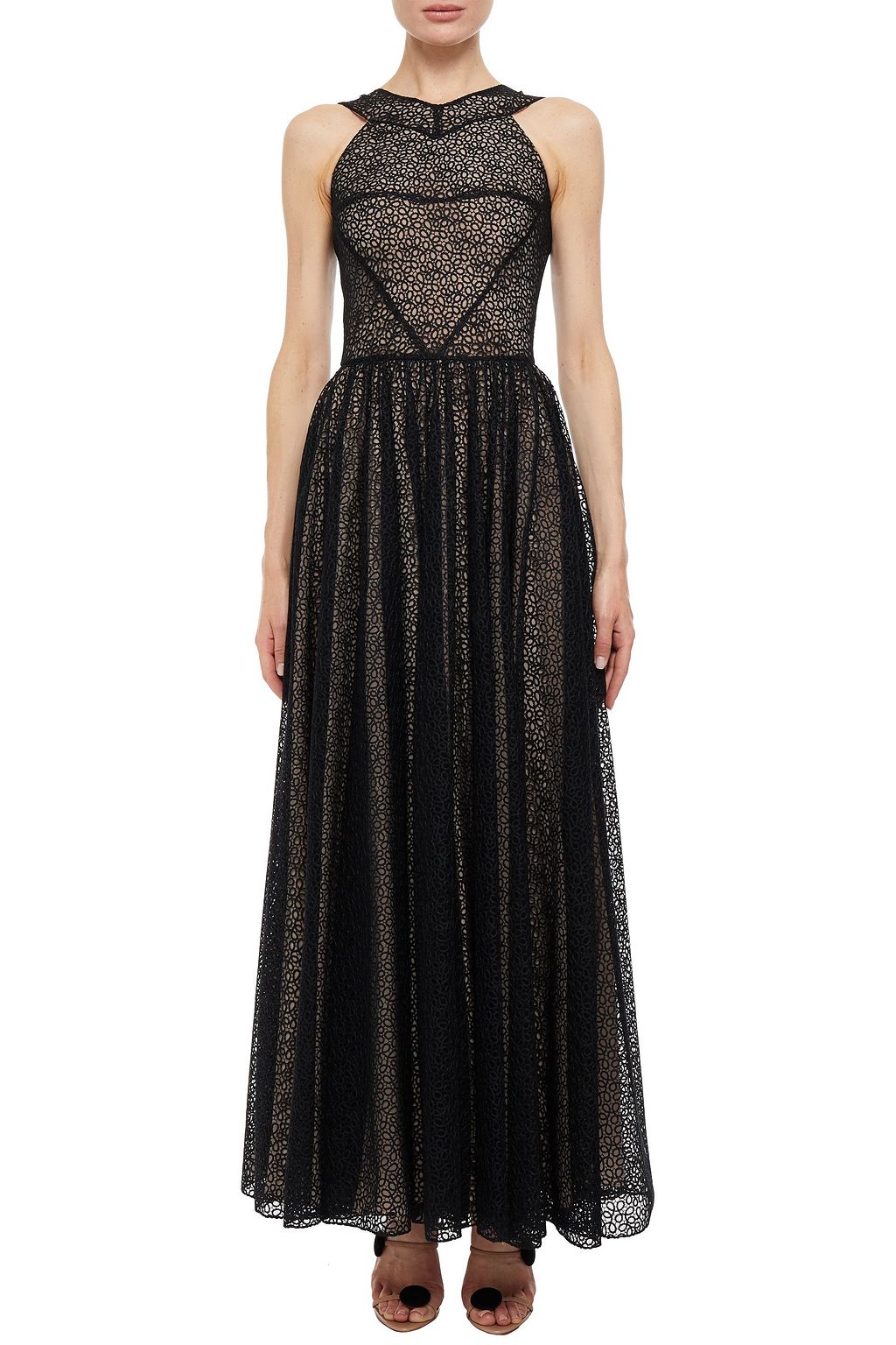 ALAÏA ギャザー入り マクラメレース マキシワンピース