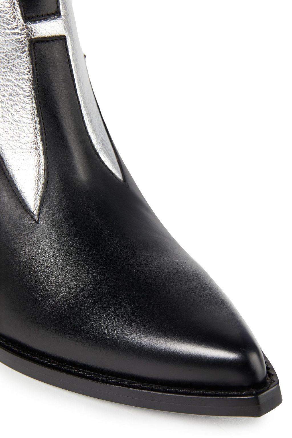 REDEMPTION Smooth and metallic textured-leather ankle boots