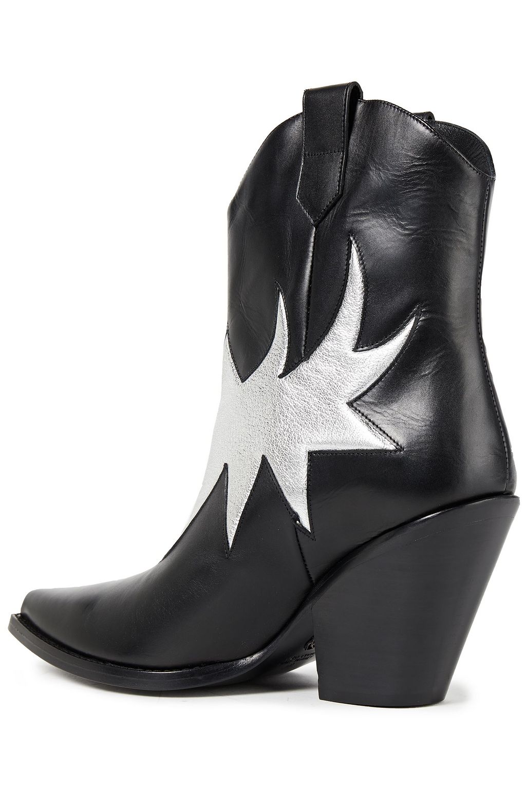 REDEMPTION Smooth and metallic textured-leather ankle boots