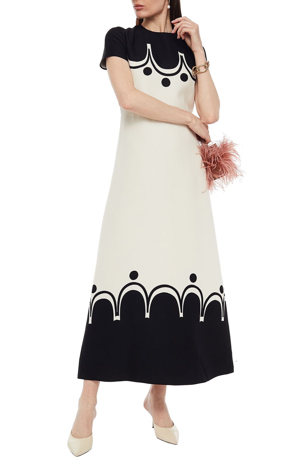 VALENTINO GARAVANI Printed wool and silk-blend crepe maxi dress