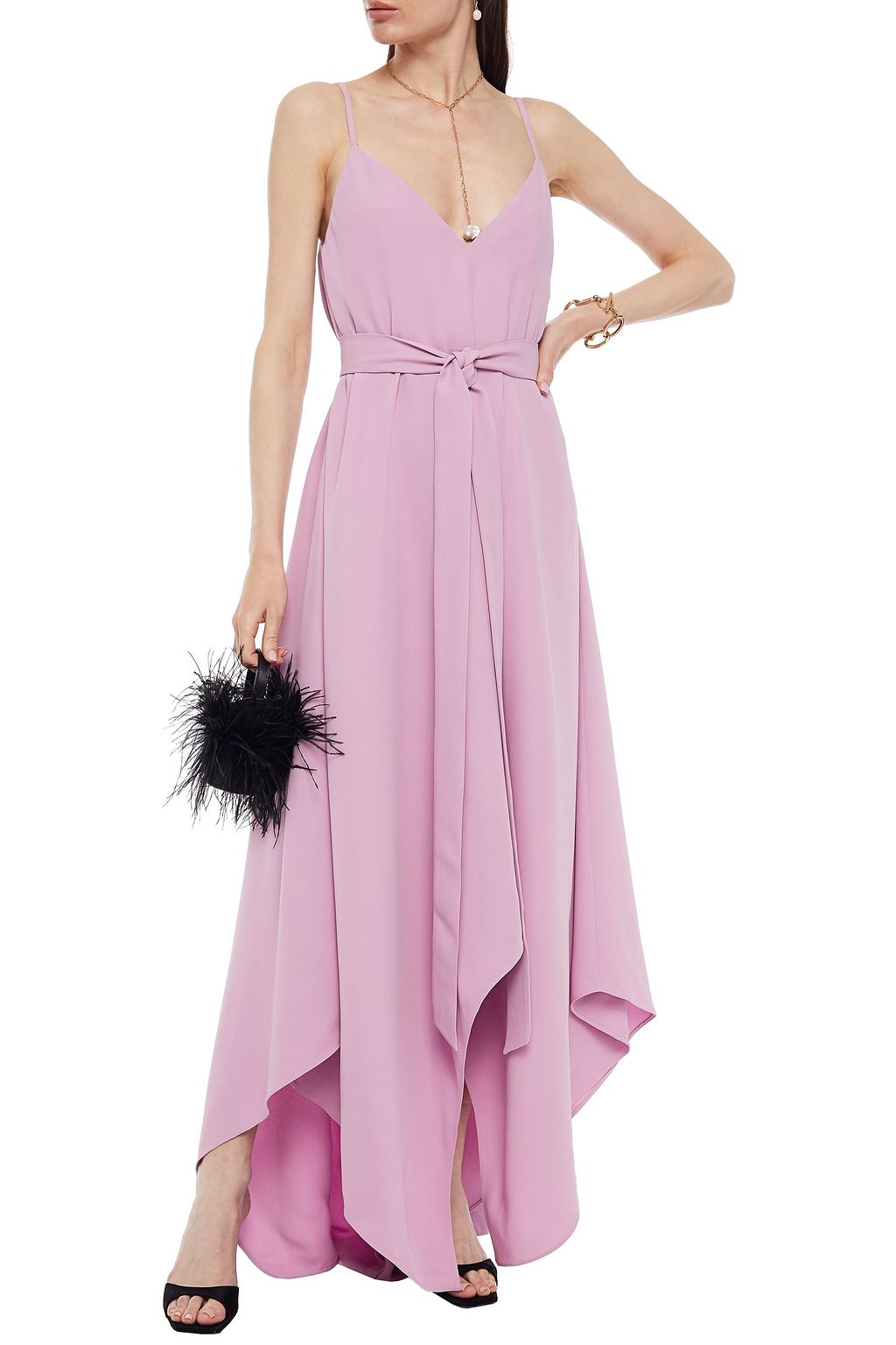 VALENTINO GARAVANI Asymmetric belted silk-crepe gown